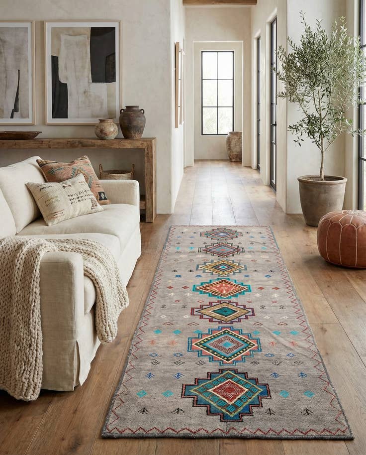 Detail image of 5' 2 x 15' Hand Knotted Moroccan Wool Runner Rug