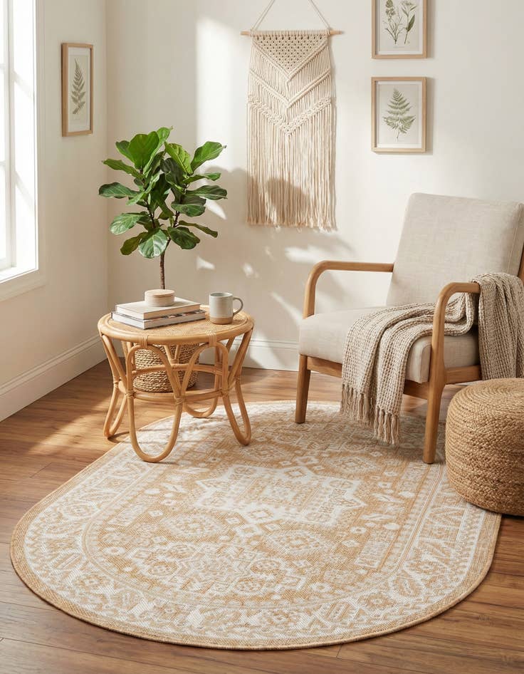 Detail image of 3' x 5' 3  Washable Aztec Indoor / Outdoor Oval Rug