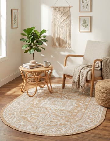 3' x 5' 3 Easy-Clean Aztec Indoor / Outdoor Oval Rug