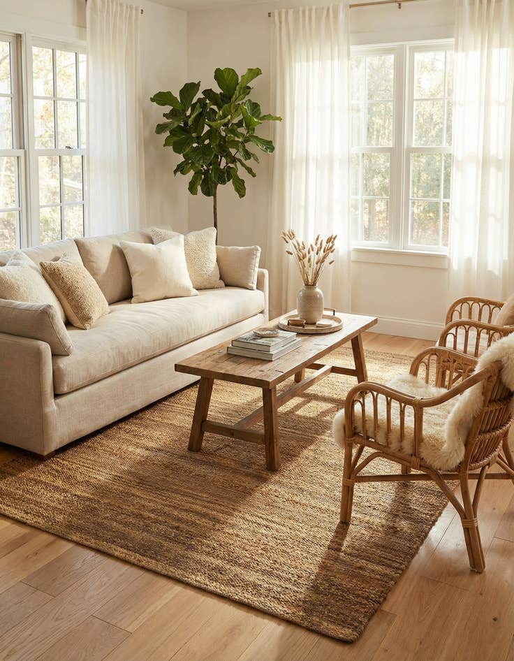 Detail image of 5' 1 x 8'  Hand Woven Palm Beach Jute Rug