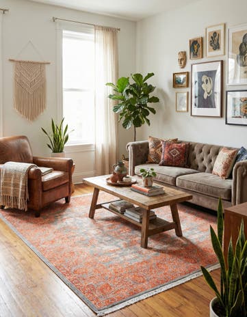 Terracotta Modern Classical Square Rug