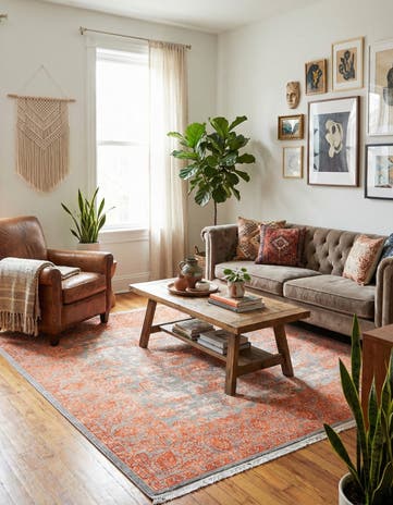 Terracotta Modern Classical Square Rug