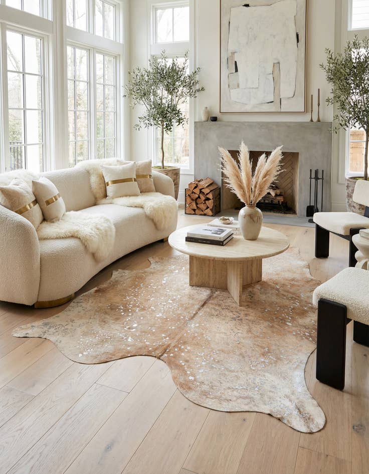 Detail image of  6' 4 x 7' 6 Cowhide Leather Freeform Rug