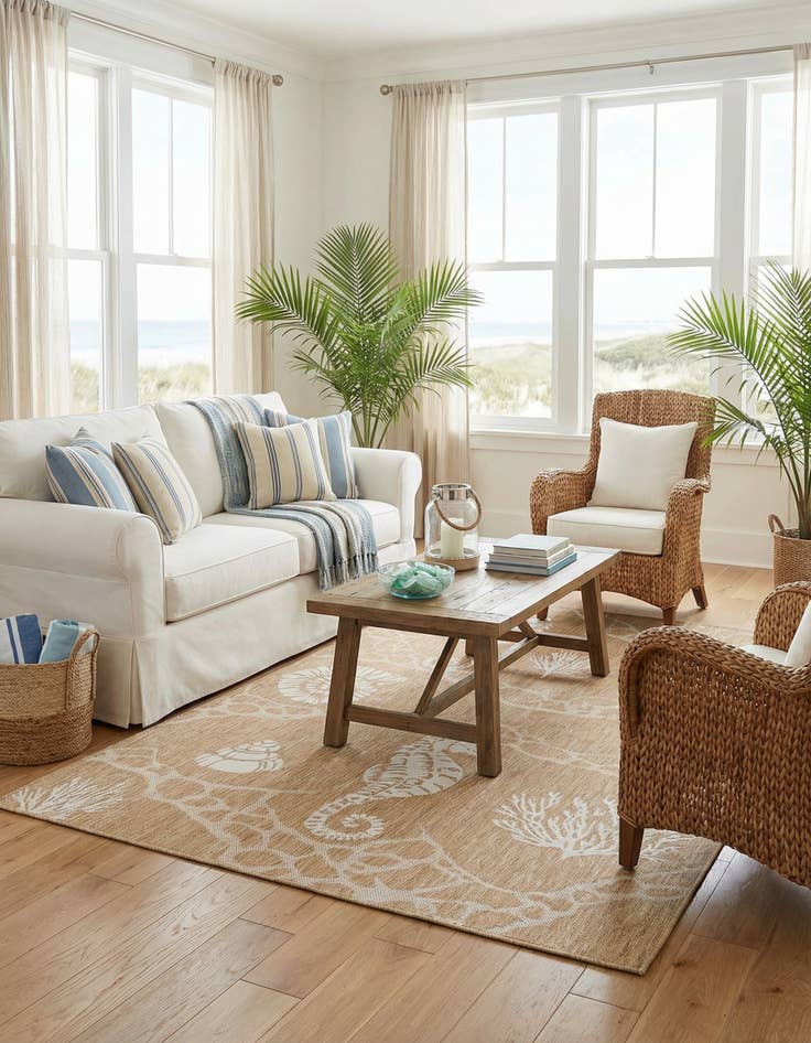 Detail image of  6' x 9'  Washable Coastal Indoor / Outdoor Rug