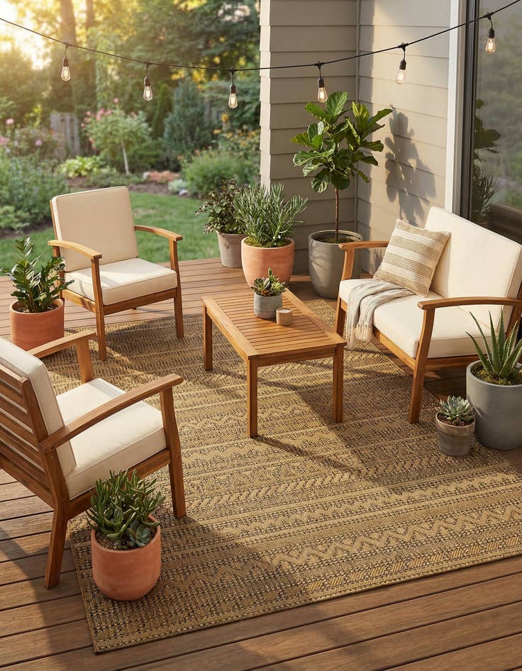 Detail image of 7' x 10'  Washable Modern Indoor / Outdoor Rug