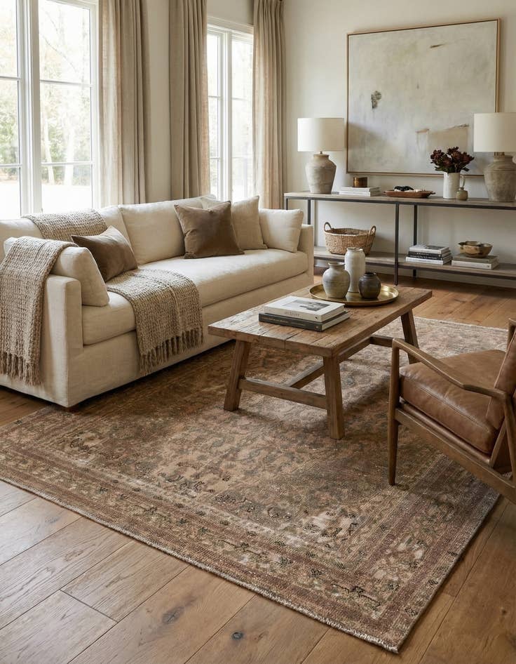 Detail image of 6' 4 x 7' 9  Hand Knotted Ultra Vintage Persian Wool Rug