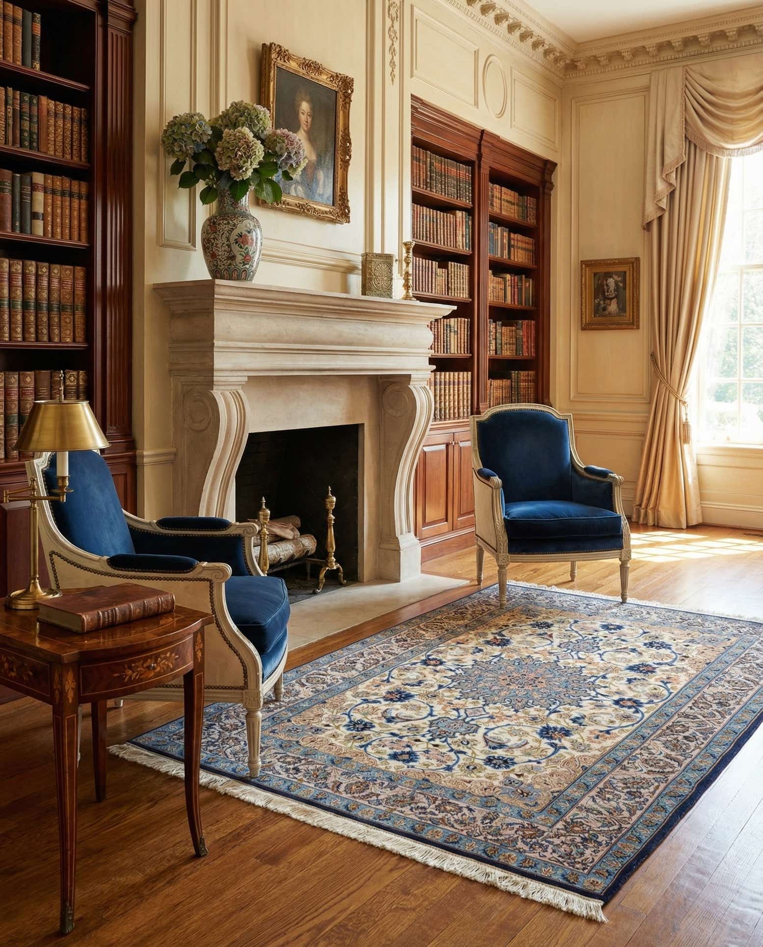 3' 7 x 5' 5 Hand Knotted Isfahan Persian Rug