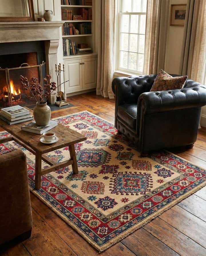 4' x 6' 2 Hand Knotted Kazak Rug