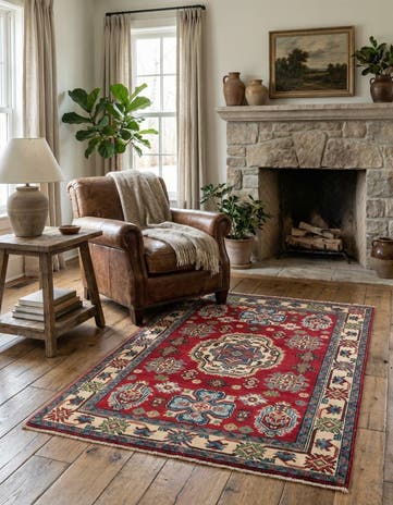 3' 2 x 4' 9 Hand Knotted Kazak Rug