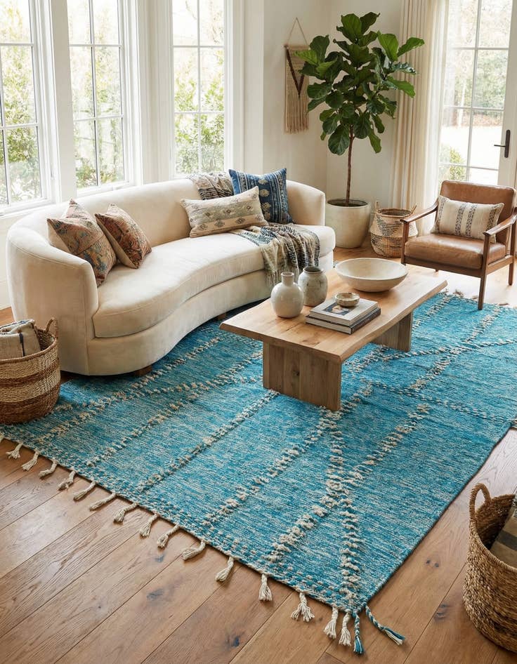 Detail image of  6' 9 x 9' 8  Hand Knotted Moroccan Wool Rug