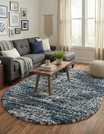 Blue Serenity Shag Oval Rug