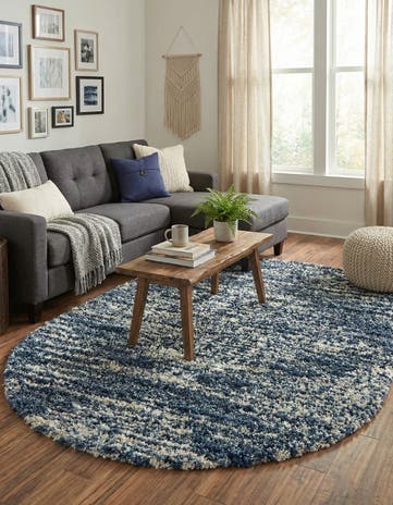 Blue Serenity Shag Oval Rug