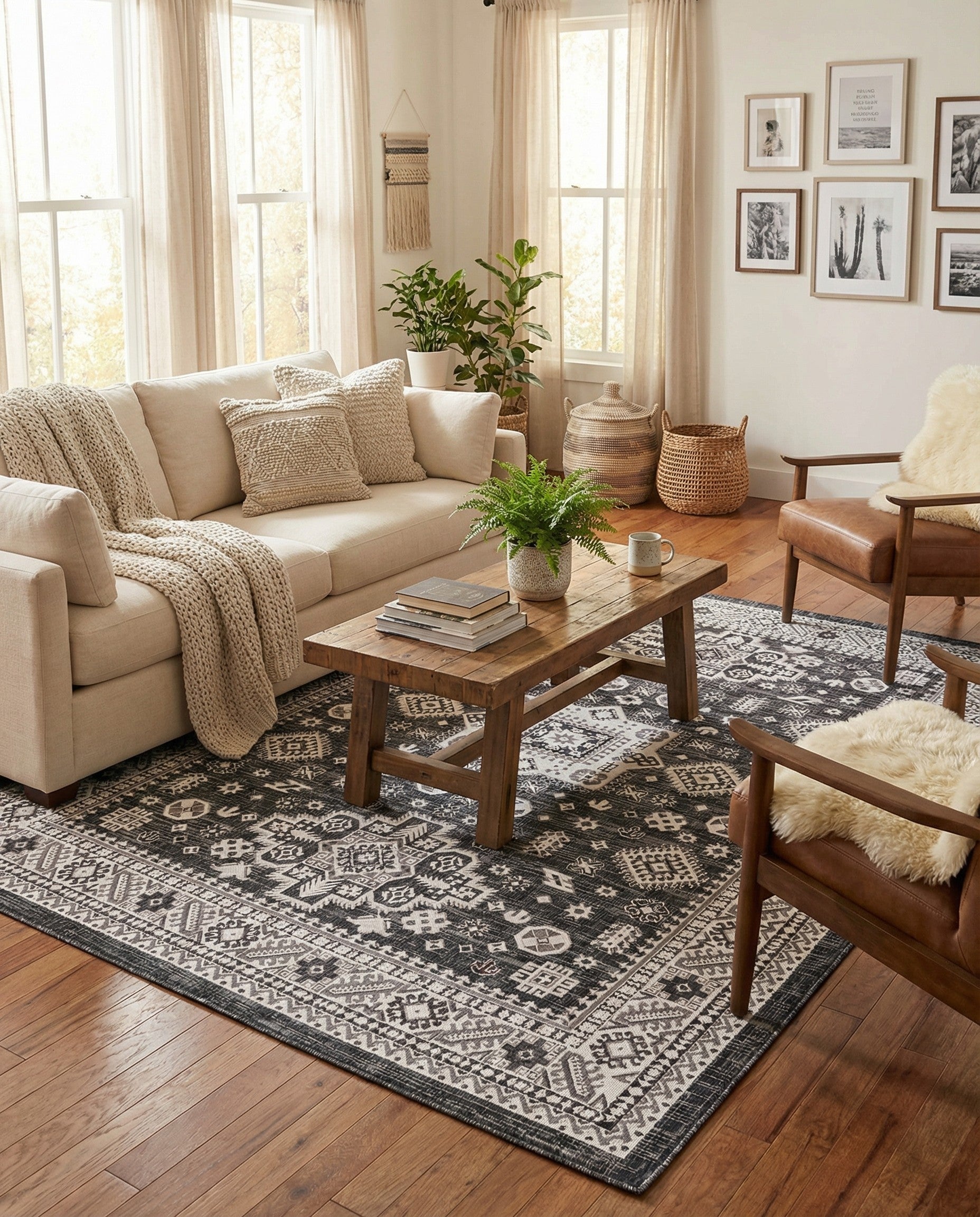 7' 10 x 11' Easy-Clean Aztec Indoor / Outdoor Rug