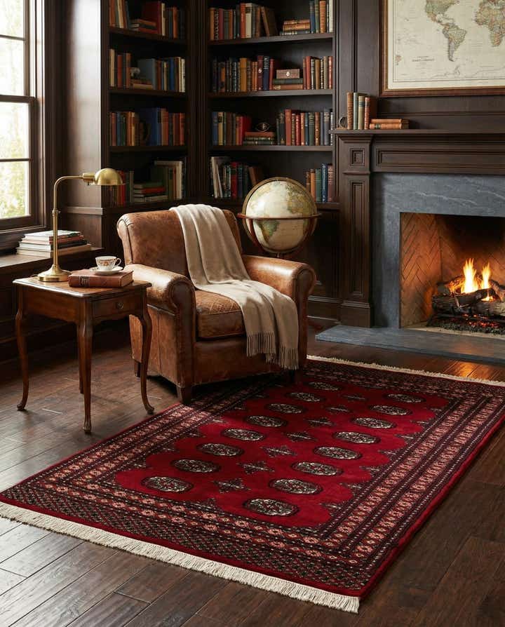 4' 4 x 6' 2 Hand Knotted Torkaman Persian Wool Rug