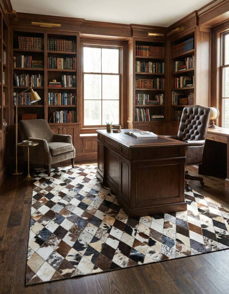 Detail image of 4' 8 x 6' 8 Cowhide Stocks Rug