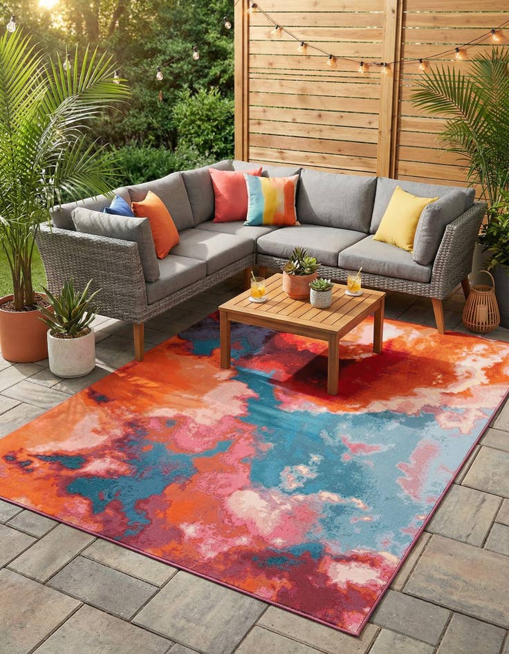 Detail image of 7' 10 x 10' Easy-Clean Modern Indoor / Outdoor Rug