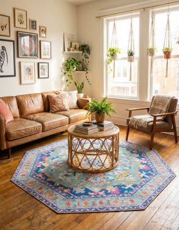 7' 6 x 7' 6 Washable Timeless Octagon Rug