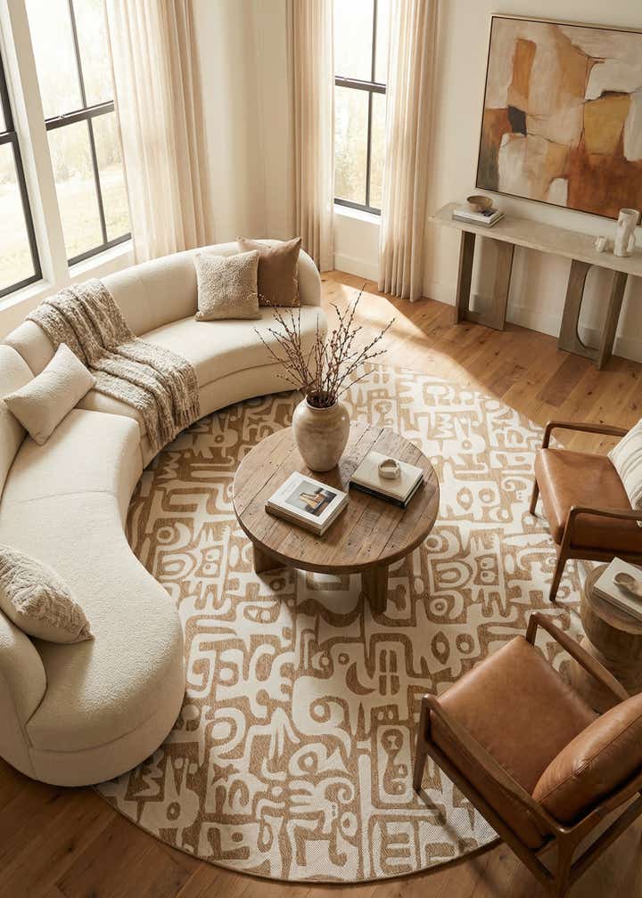 13' x 13' Easy-Clean Modern Indoor / Outdoor Round Rug