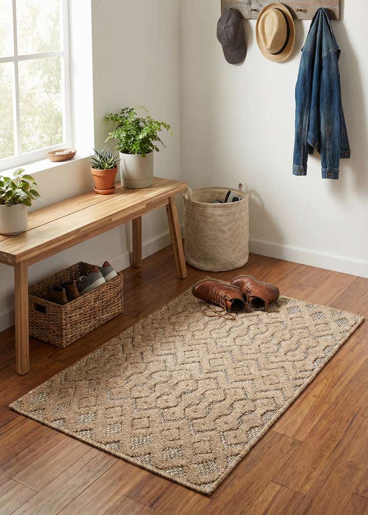 2' x 3' Easy-Clean Trellis Textured Indoor / Outdoor Rug
