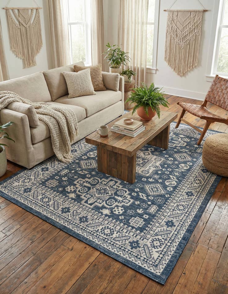 Detail image of 7' x 10'  Washable Aztec Indoor / Outdoor Rug