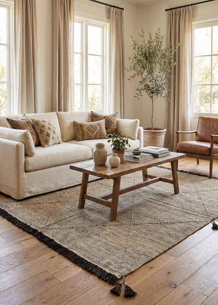 6' x 7' 5 Hand Knotted Moroccan Wool Rug