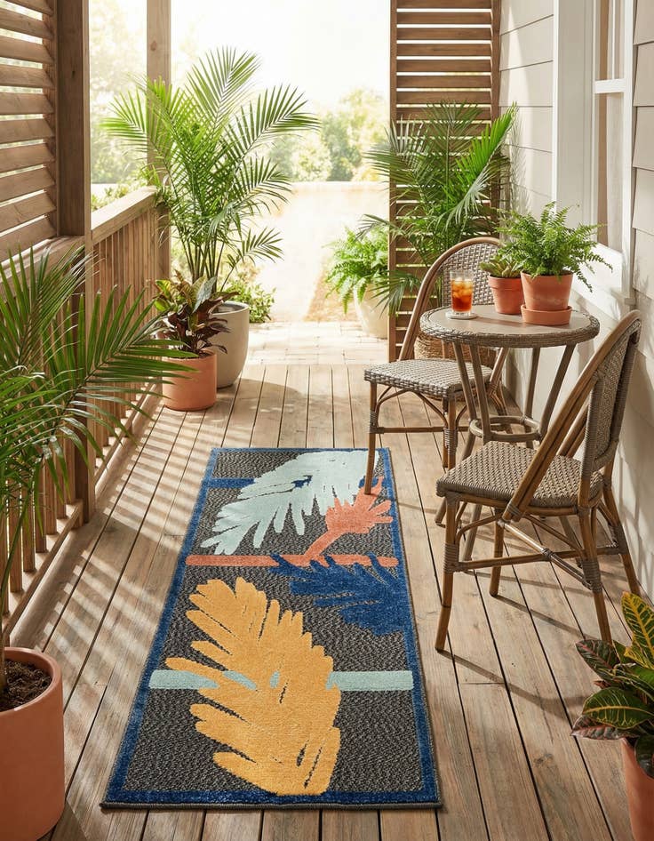 Detail image of 2' x 6'  Washable Belize Indoor / Outdoor Runner Rug