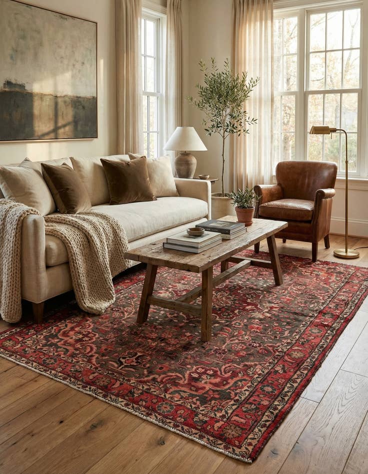 Detail image of 5' 2 x 7' 5 Hand Knotted Ultra Vintage Persian Wool Rug