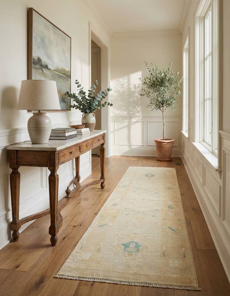 Detail image of 2' 7 x 10'  Hand Knotted Oushak Rug