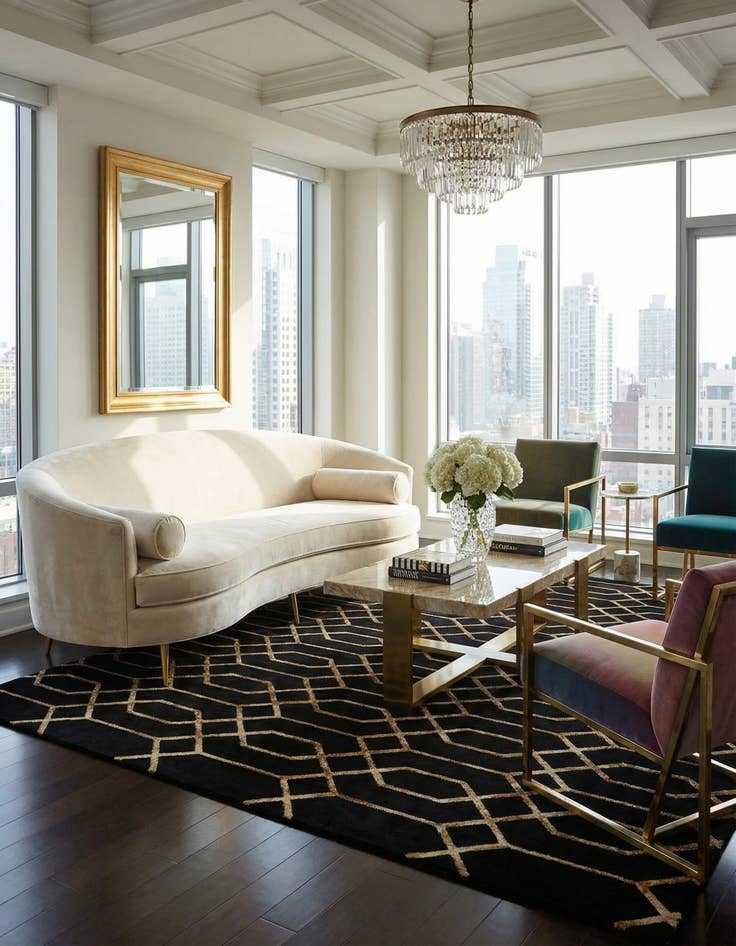 Detail image of 10' x 10'  Marilyn Monroe™ Glam Trellis Square Rug