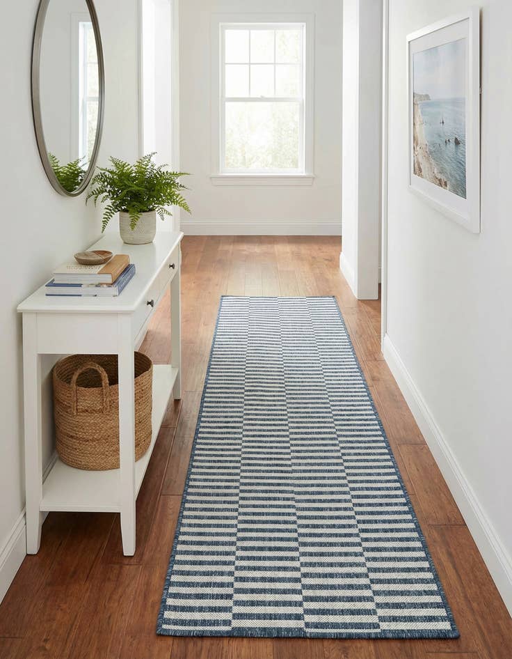 Detail image of 2' x 8'  Washable Striped Indoor / Outdoor Runner Rug