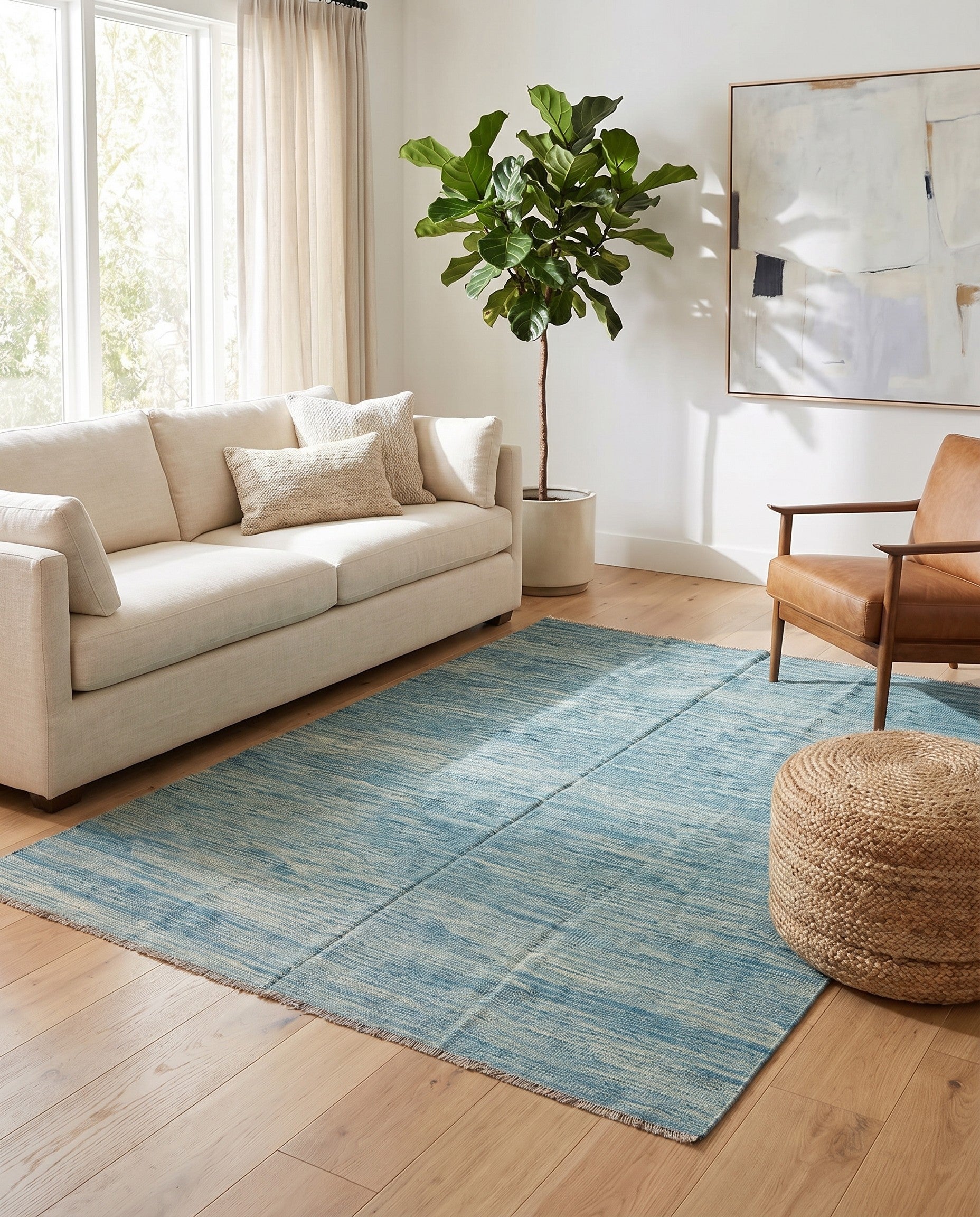 5' x 6' 6 Hand Woven Kilim Modern Wool Rug