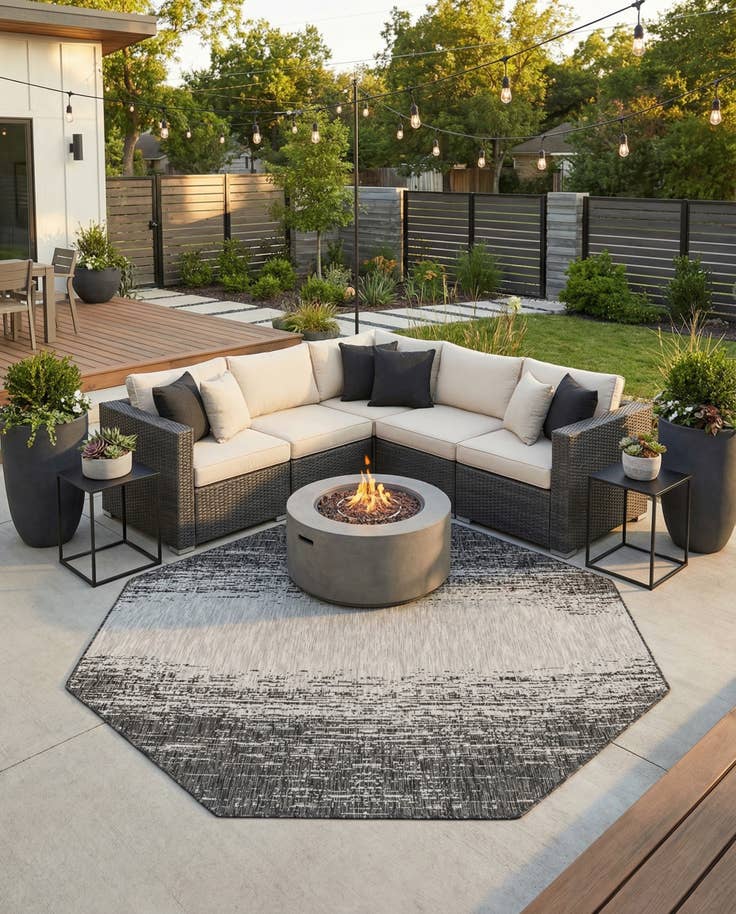 Detail image of 7' 10 x 7' 10 Easy-Clean Modern Indoor / Outdoor Octagon Rug