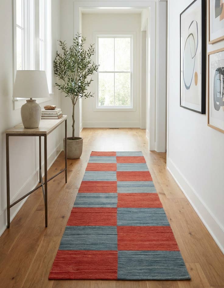 Detail image of  2' 9 x 12' 5  Hand Woven Kilim Modern Wool Runner Rug