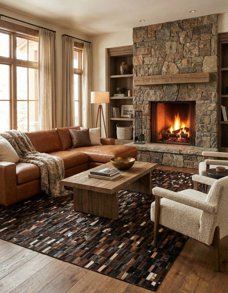 Detail image of  5' x 8' Cowhide - Patchwork Rug