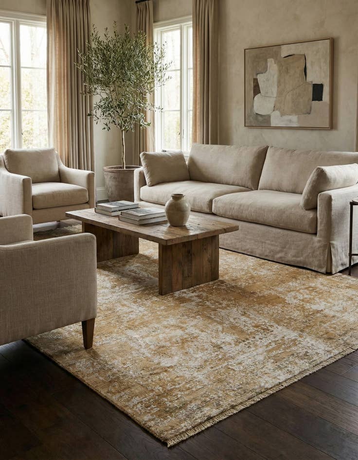 Detail image of 5' 10 x 9' 1  Hand Knotted Ultra Vintage Persian Wool Rug