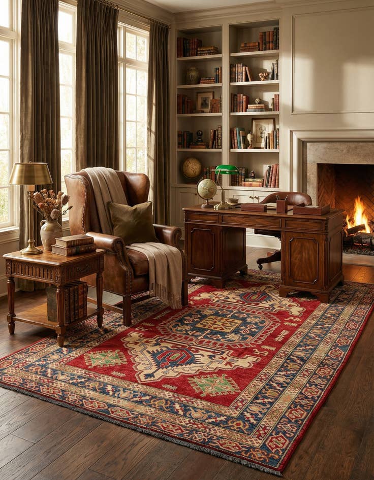 Detail image of 6' 5 x 8' 11  Hand Knotted Kazak Wool Rug