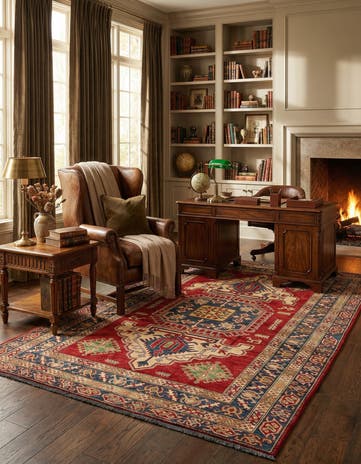 6' 5 x 8' 11 Hand Knotted Kazak Wool Rug