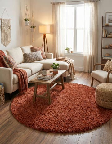 7' x 7' Solid Shag Round Rug