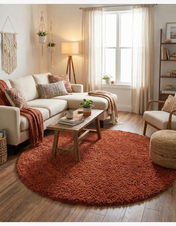 7' x 7' Solid Shag Round Rug