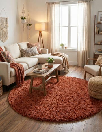 7' x 7' Solid Shag Round Rug
