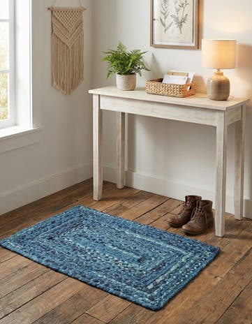 2' x 3' 1 Handmade Braided Chindi Rug
