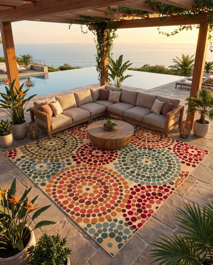 Detail image of 10' x 10' Easy-Clean Modern Indoor / Outdoor Square Rug