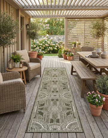 2' 7 x 12' Easy-Clean Traditional Indoor / Outdoor Runner Rug