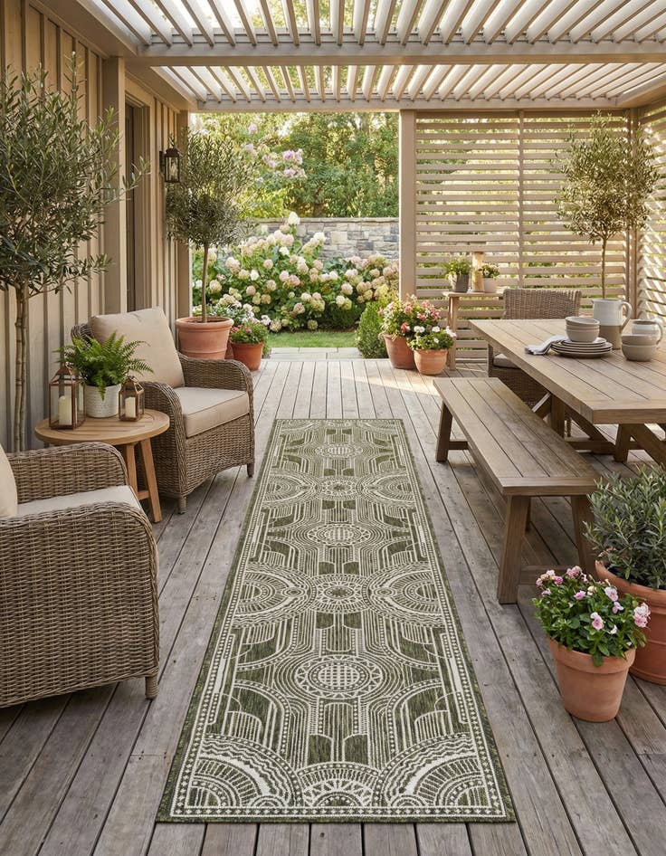 Detail image of 2' 7 x 12'  Washable Traditional Indoor / Outdoor Runner Rug