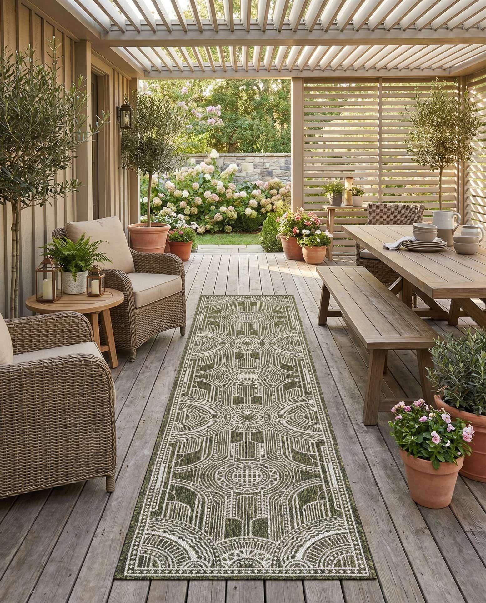 2' 7 x 12' Easy-Clean Traditional Indoor / Outdoor Runner Rug