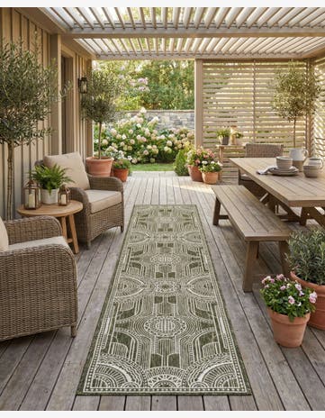 2' 7 x 12' Easy-Clean Traditional Indoor / Outdoor Runner Rug
