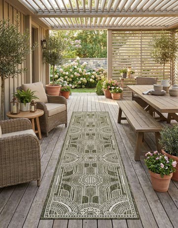 2' 7 x 12' Easy-Clean Traditional Indoor / Outdoor Runner Rug
