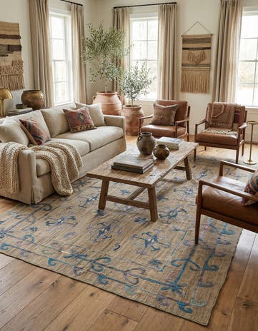 6' 3 x 9' Hand Woven Kilim Suzani Wool Rug
