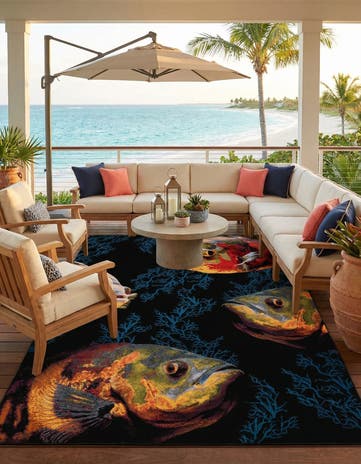 10' x 14' Easy-Clean Coastal Indoor / Outdoor Rug