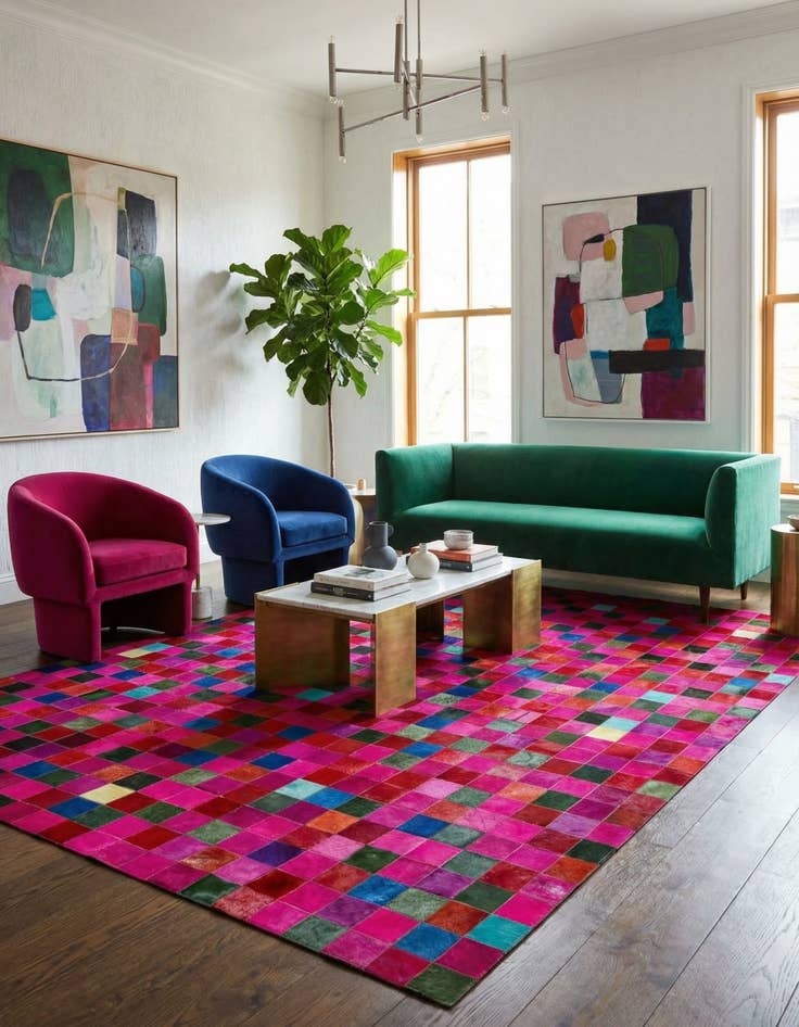 Detail image of 7' 10 x 9' 9 Cowhide - Patchwork Rug